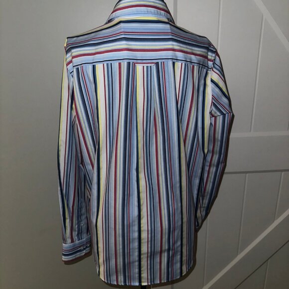 Orvis Shirt Top Blouse Women's Size 8 Colorful Stripe Long Sleeve‎ - Picture 2 of 4